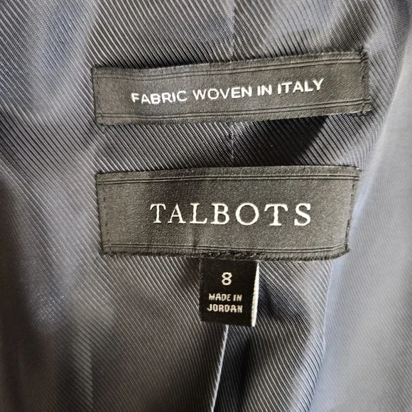 Talbots Jacket Blazer 8 Women's Navy Blue Wool Blend 2 Button - Picture 7 of 8